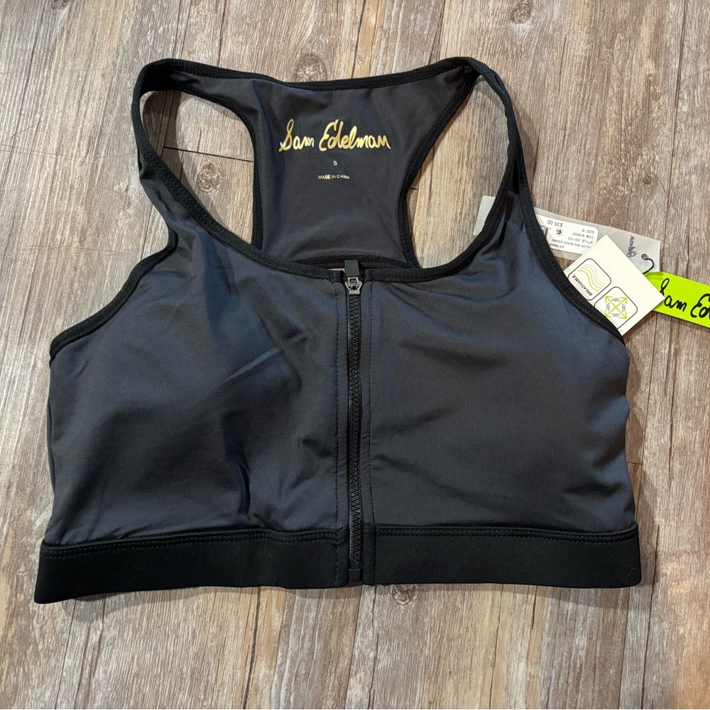 Sam Edelman Black zip up Sports Bra